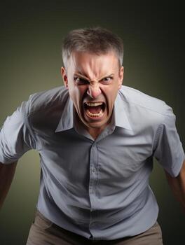 Man of European appearance who appears to be furious AI Generative photo