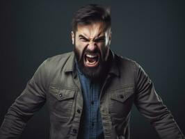 Man of European appearance who appears to be furious AI Generative photo