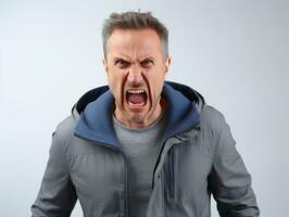 Man of European appearance who appears to be furious AI Generative photo