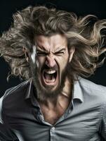 Man of European appearance who appears to be furious AI Generative photo