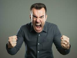 Man of European appearance who appears to be furious AI Generative photo