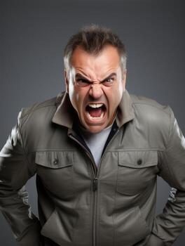 Man of European appearance who appears to be furious AI Generative photo