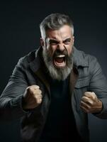 Man of European appearance who appears to be furious AI Generative photo
