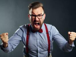 Man of European appearance who appears to be furious AI Generative photo