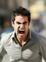 Man of European appearance who appears to be furious AI Generative photo