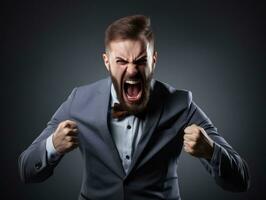 Man of European appearance who appears to be furious AI Generative photo