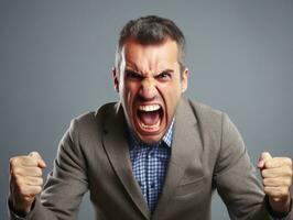Man of European appearance who appears to be furious AI Generative photo