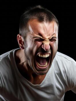 Man of European appearance who appears to be furious AI Generative photo