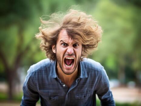 Man of European appearance who appears to be furious AI Generative photo