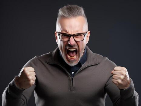 Man of European appearance who appears to be furious AI Generative photo