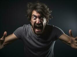 Man of European appearance who appears to be furious AI Generative photo