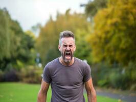 Man of European appearance who appears to be furious AI Generative photo