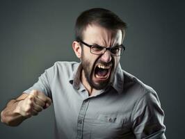 Man of European appearance who appears to be furious AI Generative photo