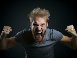 Man of European appearance who appears to be furious AI Generative photo