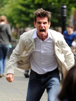 Man of European appearance who appears to be furious AI Generative photo