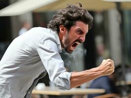 Man of European appearance who appears to be furious AI Generative photo