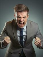 Man of European appearance who appears to be furious AI Generative photo