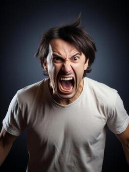 Man of European appearance who appears to be furious AI Generative photo