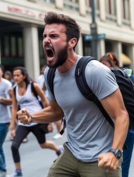 Man of European appearance who appears to be furious AI Generative photo