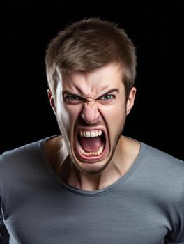 Man of European appearance who appears to be furious AI Generative photo