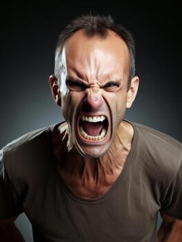 Man of European appearance who appears to be furious AI Generative photo