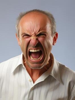 Man of European appearance who appears to be furious AI Generative photo