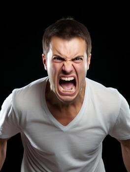 Man of European appearance who appears to be furious AI Generative photo