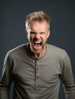 Man of European appearance who appears to be furious AI Generative photo