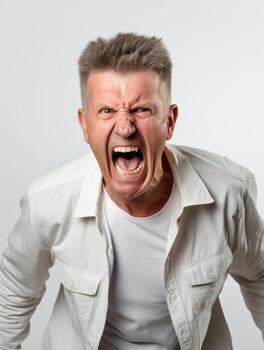 Man of European appearance who appears to be furious AI Generative photo
