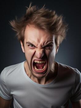 Man of European appearance who appears to be furious AI Generative photo