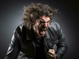 Man of European appearance who appears to be furious AI Generative photo
