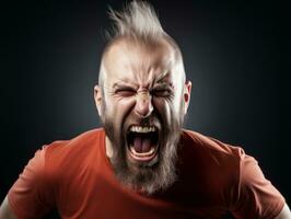 Man of European appearance who appears to be furious AI Generative photo