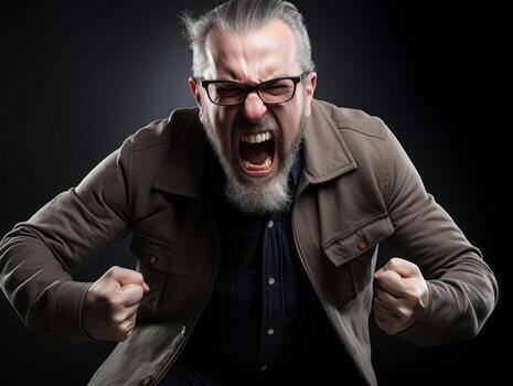 Man of European appearance who appears to be furious AI Generative photo