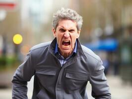 Man of European appearance who appears to be furious AI Generative photo