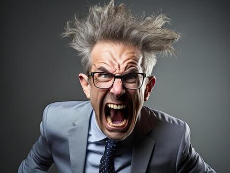 Man of European appearance who appears to be furious AI Generative photo