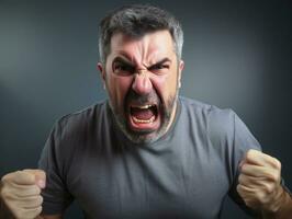 Man of European appearance who appears to be furious AI Generative photo