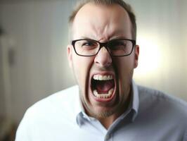 Man of European appearance who appears to be furious AI Generative photo