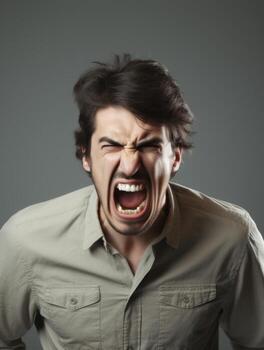 Man of European appearance who appears to be furious AI Generative photo