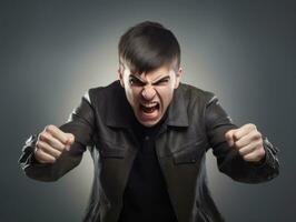 Man of European appearance who appears to be furious AI Generative photo