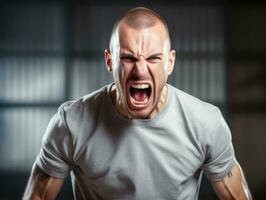 Man of European appearance who appears to be furious AI Generative photo