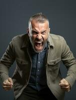 Man of European appearance who appears to be furious AI Generative photo
