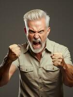 Man of European appearance who appears to be furious AI Generative photo