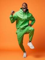 Young african man dressed in sportswear clearly active and full of energy AI Generative photo