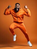 Young african man dressed in sportswear clearly active and full of energy AI Generative photo