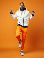 Young african man dressed in sportswear clearly active and full of energy AI Generative photo