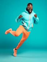 Young african man dressed in sportswear clearly active and full of energy AI Generative photo