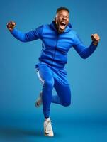 Young african man dressed in sportswear clearly active and full of energy AI Generative photo