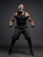 Young african man dressed in sportswear clearly active and full of energy AI Generative photo