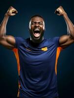 Young african man dressed in sportswear clearly active and full of energy AI Generative photo