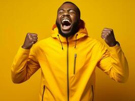 Young african man dressed in sportswear clearly active and full of energy AI Generative photo